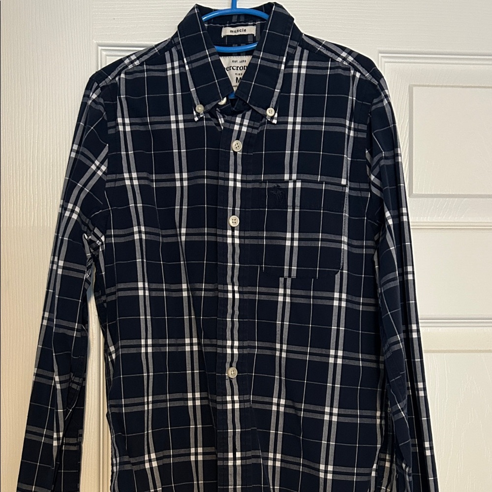 Abercrombie Kids Black and White Plaid Button Down Shirt